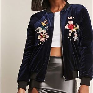 Gucci style Hummingbird Velour zip coat